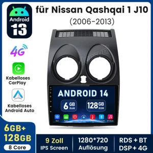 Für Nissan Qashqai J10 2007-2016 GPS Navi Autoradio Android 14 Bluetooth 6+128GB - Bild 1 von 20