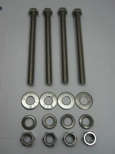LOT of 4, 3/8"-16x4-1/2" S30400 304 SS Hex Head Bolt, Nuts, Washers QTY (4) - Picture 1 of 6