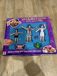 Flintstones Movie The Flintstones Bendable Figures Fred Wilma Pebbles Mattel New - Picture 1 of 4
