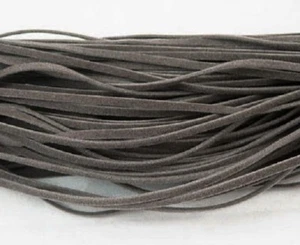 LOT de 5 mètres (5 x 1m) CORDONS plats LACETS simili DAIM 3mm GRIS perles bijoux - Foto 1 di 1