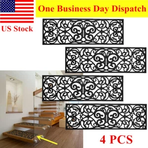 4 x Rubber Stair Step Treads Mat Non-Slip Design for Outdoor Floor Porch Black - Picture 1 of 10