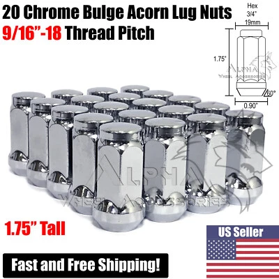 20 tuercas de bellota abultadas cromadas Dodge Ram 1500 9/16-18 para Durango Dakota Raider Foto 1 de 4