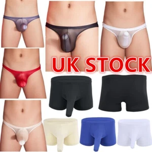 UK Men's Oil Glossy Briefs Lightweight Stretchy Penis Sheath Thongs Underwear - Picture 1 of 69
