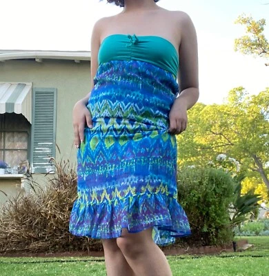 Vestido/Ropa de baño Xhilaration Junior/Mujer Azul Tie Dye Mermaidcore Talla M Foto 1 de 4