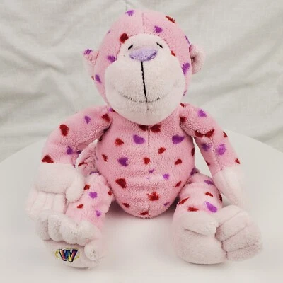 Ganz Webkinz 11” Love Monkey Pink with Red-Purple Heart Plush Stuffed Animal Toy - Image 1 of 4