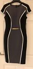 New Look  Black And White Patterned Pencil Slim Bodycon Dress  Size 8  Nwot
