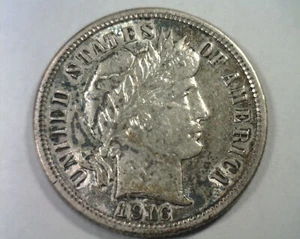 1916 BARBER DIME A SCELTA CIRCA NON CIRCOLATO CH. AU NICE TONING BELLA MONETA ORIGINALE - Foto 1 di 2