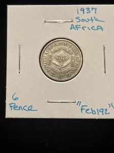 1937 South Africa 6 Pence Silver Circulated “feb192” - Picture 1 of 23