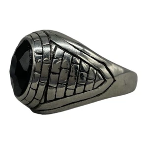 Anillo Hombre Piedra Negro Ovalados Ónix Áspero Fantasía Albañil Elegante + Caja - Imagen 1 de 20