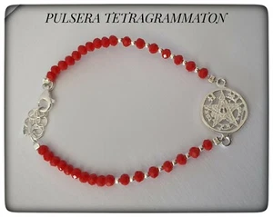 Pulsera Tetragrammaton plata silver pentagram 1,5cm wiccan Pendant Brazalet - Picture 1 of 4