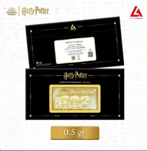 HARRY POTTER Pure GOLD Paper Bar 0.5 gram 24k Limited Collectible Bullion Card - Picture 1 of 3