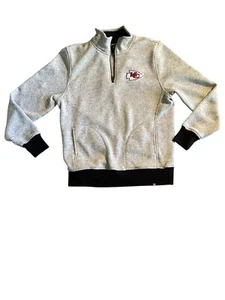 47 Kansas City Chiefs 1/4 zip pile tasche grandi grigio erica nero punta di freccia - Foto 1 di 11