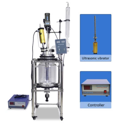20L Lab Ultrasonic Double Layer Glass Biodiesel Reactor Chemical Mixing Stirring - Image 1 of 4