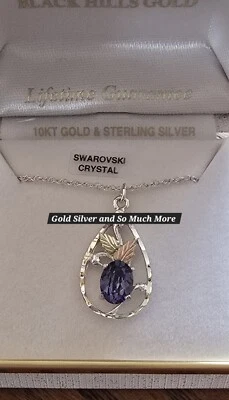 Colgante Dakota Black Hills oro sobre plata laboratorio tanzanita púrpura profundo Swarovski  Foto 1 de 2