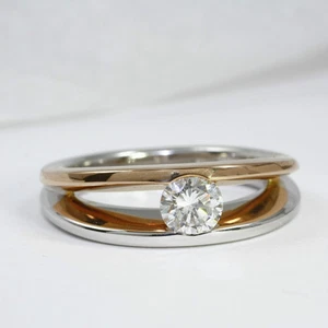 Designer Ring, Diamant Brillant 0,58 Carat, 14 Karat, 585 Weiss- Rotgold - Bild 1 von 1