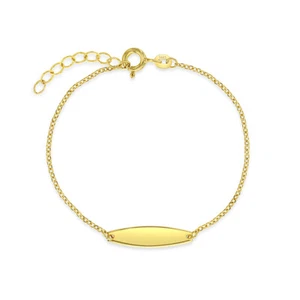 5-6" Classic Engravable Tag ID Baby/Toddler/Kids Bracelet - 14k Gold - Picture 1 of 5
