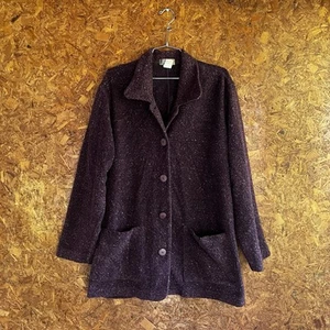 The Territory Ahead Cardigan Womens 1X Purple Cotton Knit Tunic Sweater - Picture 1 of 6