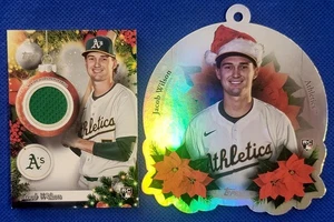 2025 Topps Holiday Jacob Wilson RC Lot Of (2) Ornament + Green Relic! A's SS - Picture 1 of 2