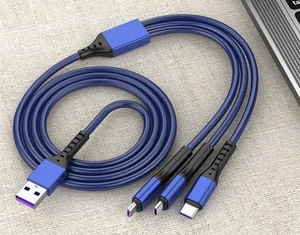 3 in 1 Fast Charging Cable Cell Phone Charger Cord For iPhone Type C Micro USB - Picture 1 of 5