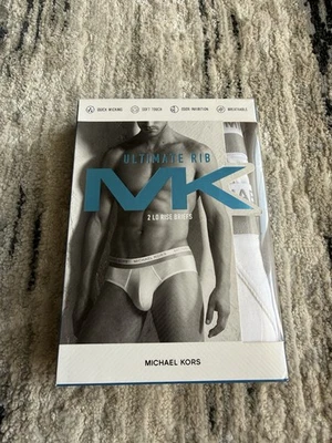 Michael Kors Ultimate Rib Pack of 2 White Lo Rise Briefs Size S - Image 1 of 4