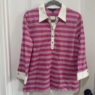 Brooks Brothers 346 NWT size Large Women’s Pique Knit Long Sleeve Collared Shirt - Image 1 of 4