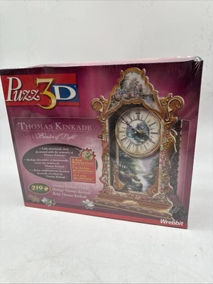 New Wrebbit Puzz 3D Thomas Kinkade Painter of Light Working Clock Puzzle 219 Pc  - Image 1 of 4