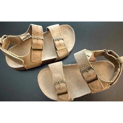 Carter's Toddler Footbed Sandal Size 10 Tan Little Boy Double Buckle Walker Shoe - Image 1 of 4
