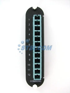 Panel adaptador de fibra Corning CCH-CP12-E6, 12 SC Simplex OM3/OM4 MM 50 12F ~STSI - Imagen 1 de 1