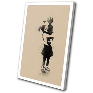 Banksy Hi Res Bomb Girl SINGLE CANVAS WALL ART Picture Print VA - Picture 1 of 1