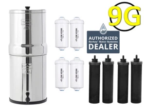 Royal Berkey Water Filter w/ 4 Black Berkey Elements & 4 Berkey Fluoride - NEW - Picture 1 of 7