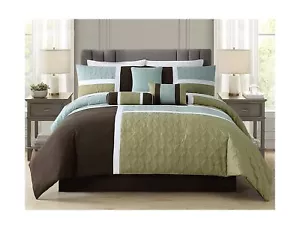 Chezmoi Collection Upland 7-Piece Quilted Patchwork Comforter Set, Coffee Bro... - Picture 1 of 9