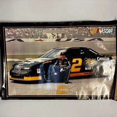 Nascar Large Poster 23 In X 35 In - Rusty Wallace 1994 Man Cave Decoration - Image 1 of 4