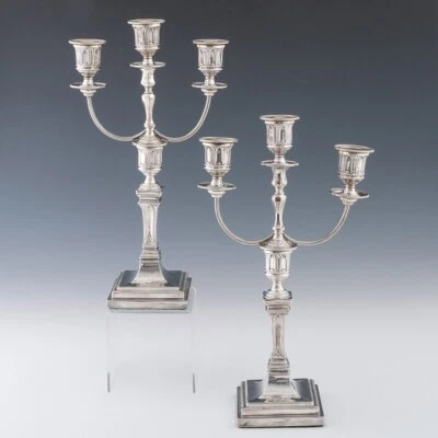 Par de candelabros de plata de ley Sheffield 1883 Foto 1 de 4
