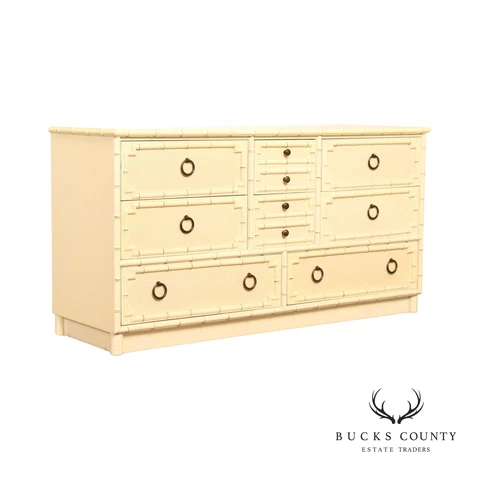 Drexel Hollywood Regency 'Kensington' Faux Bamboo Dresser Cover