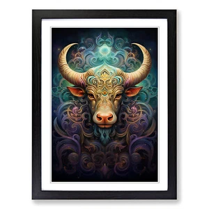 Taurus Zodiac Hard Edge Wall Art Print Framed Canvas Picture Poster Decor - Picture 1 of 8