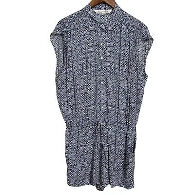 Mameluco mediano Max Studio para mujer azul geométrico con cordones sin mangas Foto 1 de 4