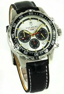 Cavadini Chronograph Herrenuhr Edelstahl 44mm silber CV-467 Taucher-Style - Bild 1 von 10