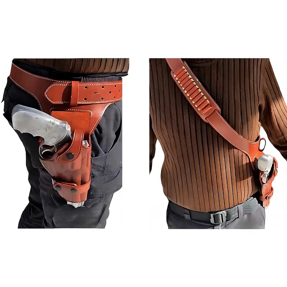 KINGDOM HOLSTER K070 WESTERN COWBOY STYLE Chest Holster & Belt holster (2in1) Magnum 357 4” & 6”