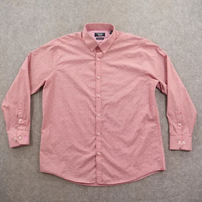 Penguin Shirt Mens 16.5 Pink 32/33 Button Up Plaid Long Sleeve Pockets Logo - Image 1 of 4