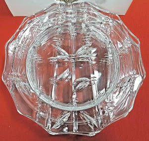 Shannon Godinger Bamboo Design Plates 7 3/4" Slovakia Thick Clear Glass Set of 4 - Picture 1 of 3