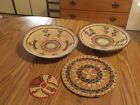 VINTAGE+NATIVE+AMERICAN++HAND+WOVEN+FLAT+BOWLS+AND+HOT+PLATES%2FTRIVETS