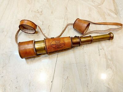 Antique Brass Leather Telescope Pirate Working Nautical Spyglass Marine Scope • 39.95$