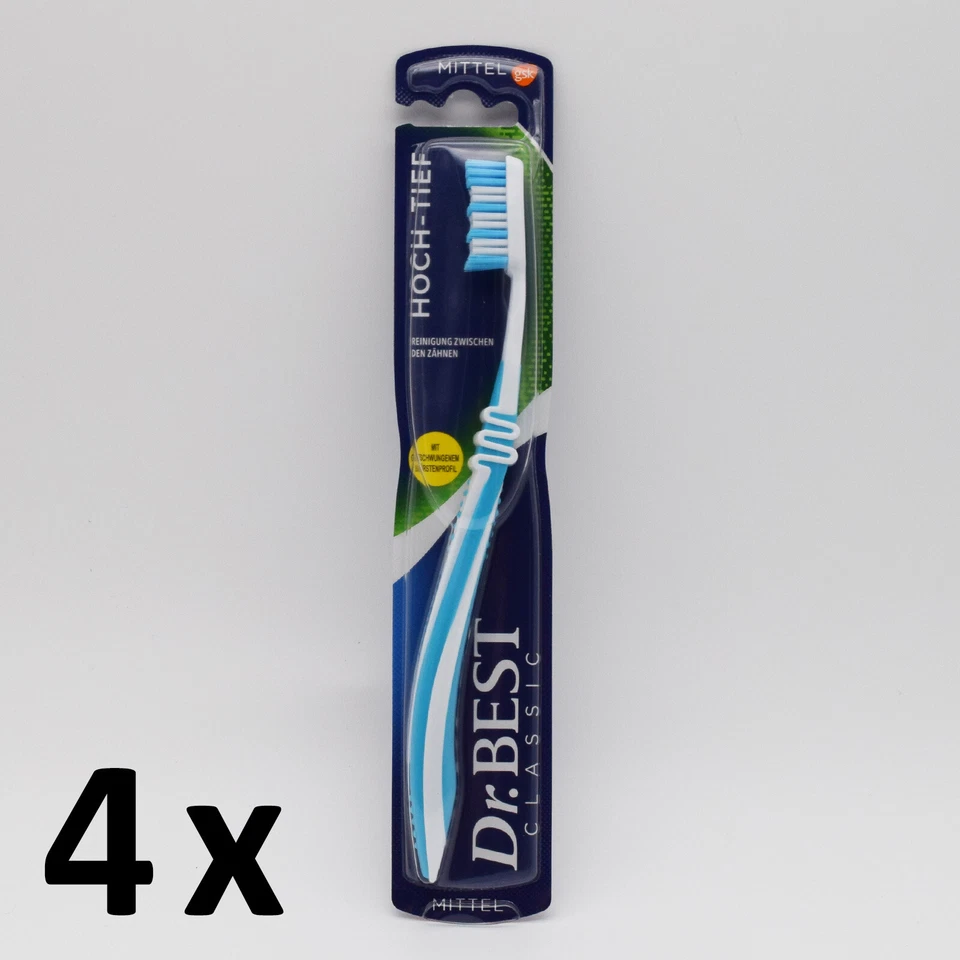 DR BEST 4x Dr. Best Zahnbürste Classic Hoch-Tief Mittel