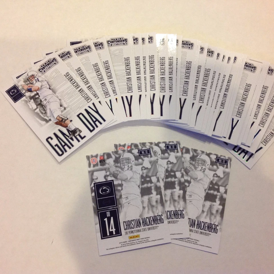 Lot of 10 CHRISTIAN HACKENBERG #10 Penn St / Jets 2016 CONTENDERS Draft Game Day - Image 1 of 1