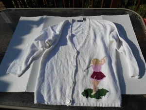 Vintage Cardigan Sweater w/ Woman Playing Golf Honors Size M - Picture 1 of 5