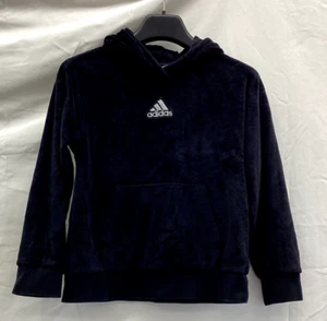 Adidas Black velour Long sleeve Pullover hoodie Girls size Medium (10/12) - Picture 1 of 7