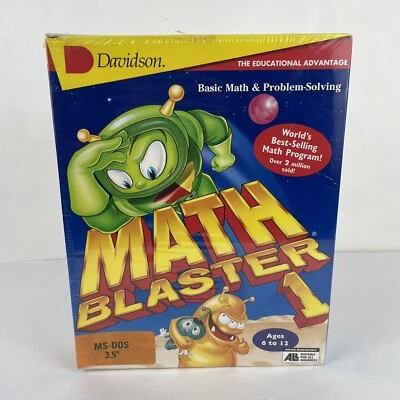 Math Blaster 1 by Davidson MS-DOS 3.5 HD Big Box Vintage 1995 New - Image 1 of 4