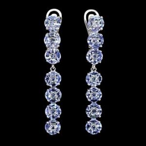 Silver Earrings Blue Tanzanite Genuine Natural Mined Gems Solid Sterling - Picture 1 of 24