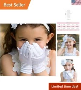 Soft Stretchy Satin Gloves for Little Girls - Perfect for Dress Up and Parties - Picture 1 of 8