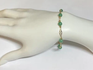 Brazalete de placa de 8" verde claro auténtico de 6 mm relleno de oro amarillo de 14 K - Imagen 1 de 6